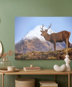 Leinwandbild Hirsche Auf Dem Hintergrund Der Berge