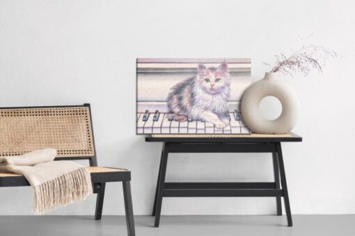 Leinwandbild Katze Auf Dem Klavier