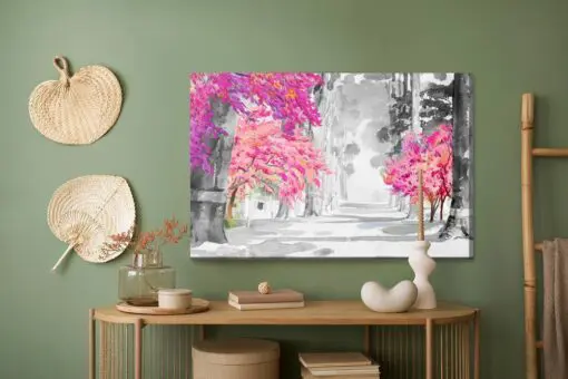Leinwandbild Kirschblüten In Aquarell Gemalt