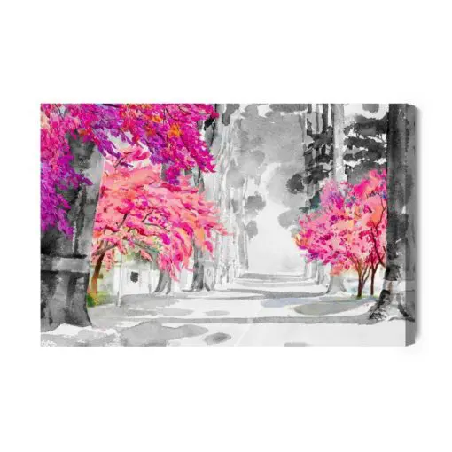Leinwandbild Kirschblüten In Aquarell Gemalt