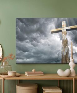 Leinwandbild Kreuz Auf Dem Hintergrund Von Wolken