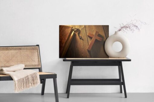 Leinwandbild Kreuz Auf Holz