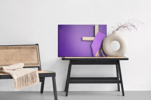 Leinwandbild Kreuz Auf Lila Hintergrund