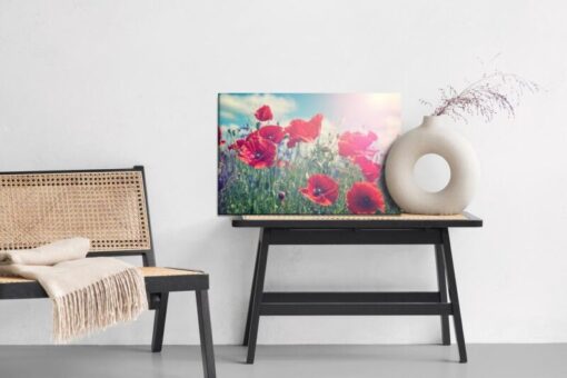 Leinwandbild Mohnblumen In Der Sonne