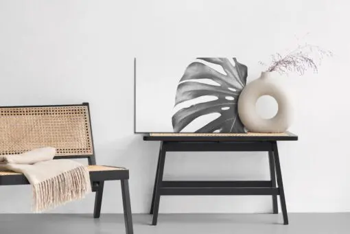 Leinwandbild Monstera-Blatt In Schwarz-Weiß-Version