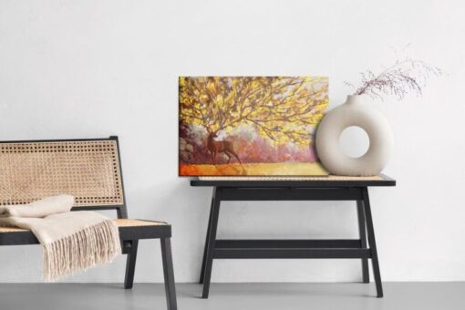 Leinwandbild Natur Mit Hirsch Aquarell