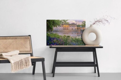 Leinwandbild Palast In Warschau Und Blumen