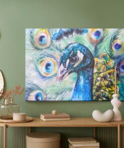 Leinwandbild Pfau Mit Bunten Federn