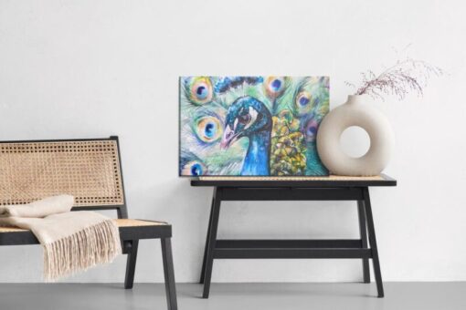 Leinwandbild Pfau Mit Bunten Federn