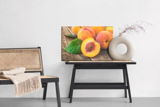 Leinwandbild Pfirsiche Auf Holz