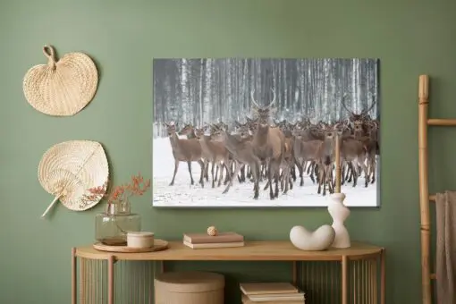 Leinwandbild Rehe Unter Den Hirschen