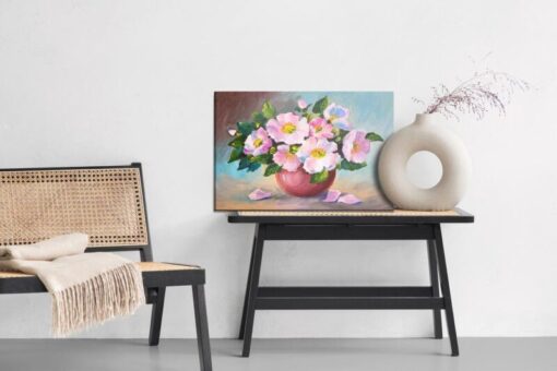 Leinwandbild Rosen In Einer Vase Wie Gemalt