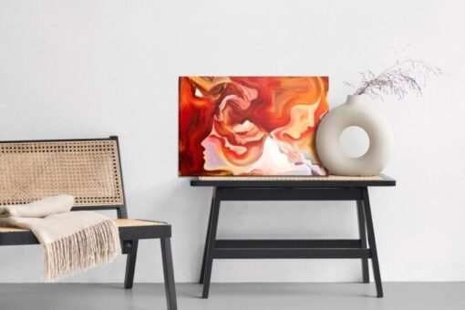 Leinwandbild Rote Abstraktion Mit Gesicht