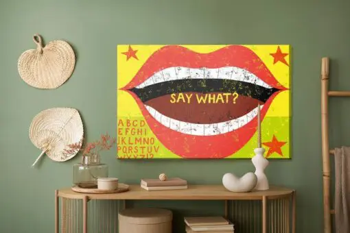 Leinwandbild Rote Lippen Im Retro-Stil