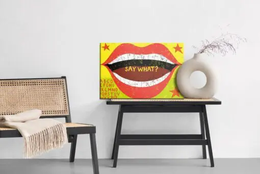 Leinwandbild Rote Lippen Im Retro-Stil
