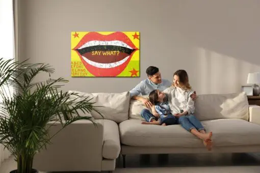 Leinwandbild Rote Lippen Im Retro-Stil