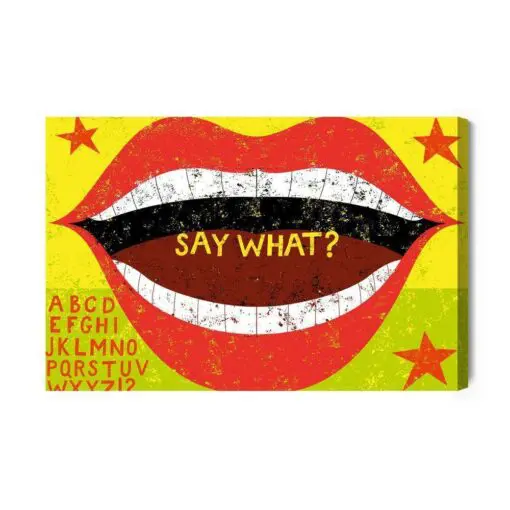 Leinwandbild Rote Lippen Im Retro-Stil