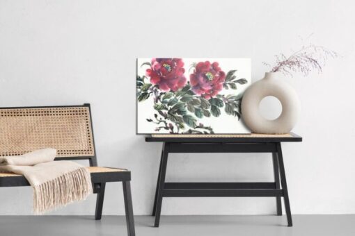 Leinwandbild Rote Pfingsrosen Wie Gemalt