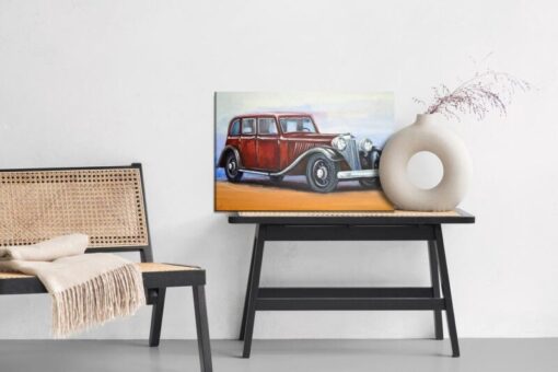 Leinwandbild Roter Oldtimer