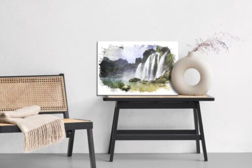 Leinwandbild Schönes Land Mit Wasserfall