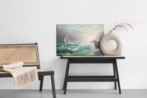 Leinwandbild Segelboot Mit Meer Und Wellen