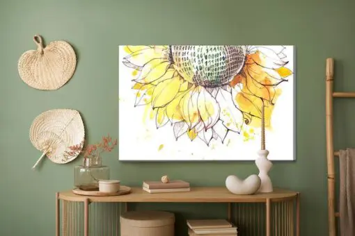 Leinwandbild Sonnenblume Mit Null-Eins-Code