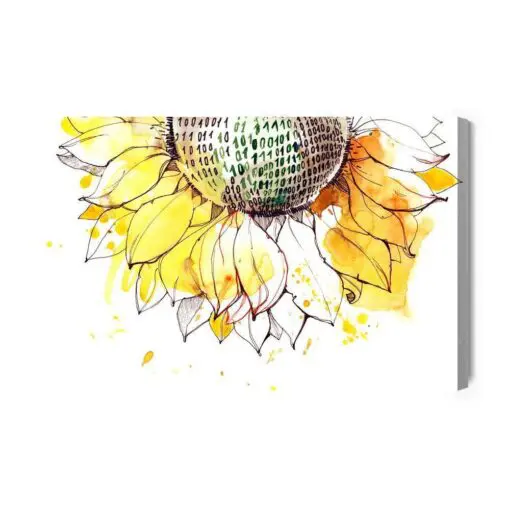 Leinwandbild Sonnenblume Mit Null-Eins-Code