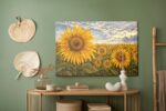 Leinwandbild Sonnenblumenfeld Wie 3D Gemalt