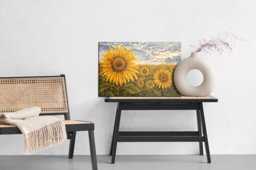 Leinwandbild Sonnenblumenfeld Wie 3D Gemalt