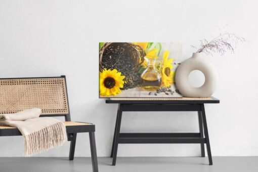 Leinwandbild Sonnenblumenkerne Und Öl