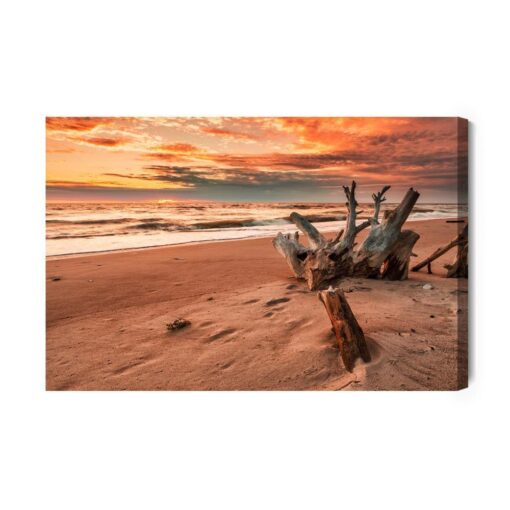 Leinwandbild Sonnenuntergang Am Strand