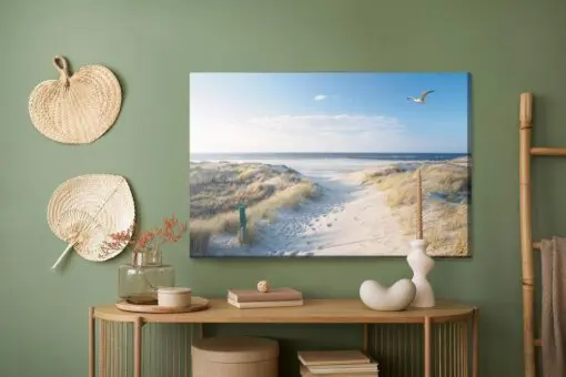 Leinwandbild Strand Dünen Und Das Meer