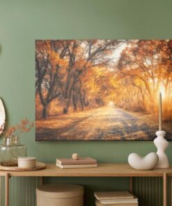 Leinwandbild Straße Im Herbst 3D-Wald