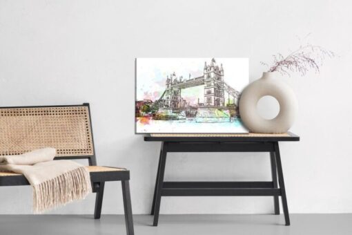 Leinwandbild Tower Bridge Mit Aquarellfarben Gemalt