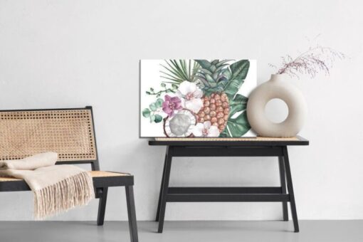 Leinwandbild Tropische Früchte Und Orchideen