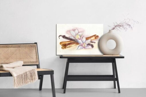 Leinwandbild Vanillestangen Mit Blumen