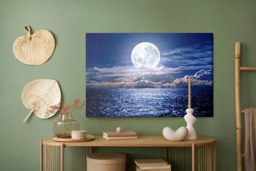 Leinwandbild Vollmond An Der Ostsee