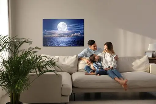 Leinwandbild Vollmond An Der Ostsee