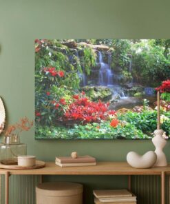 Leinwandbild Wasserfall In Einem Tropischen Garten