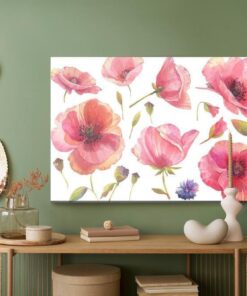 Leinwandbild Wilde Mohnblumen In Aquarell Gemalt