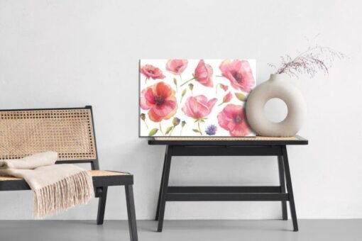 Leinwandbild Wilde Mohnblumen In Aquarell Gemalt