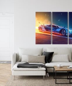 Mehrteiliges Bild 3D Futuristischer Sportwagen