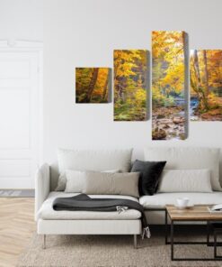 Mehrteiliges Bild 3D-Herbstwaldlandschaft