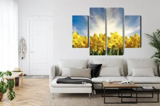 Mehrteiliges Bild 3D Narzissenfeld