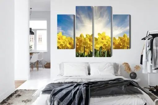 Mehrteiliges Bild 3D Narzissenfeld
