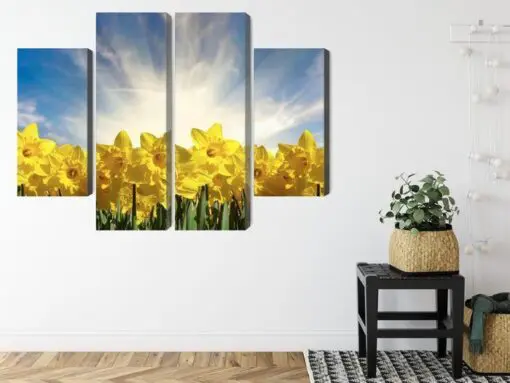Mehrteiliges Bild 3D Narzissenfeld