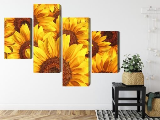 Mehrteiliges Bild 3D-Sonnenblumenblumen