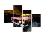 Mehrteiliges Bild Altes Verlassenes Auto 3D