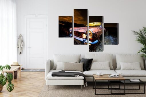 Mehrteiliges Bild Altes Verlassenes Auto 3D