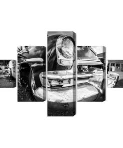 Mehrteiliges Bild Amerikanisches Retro-Auto In Schwarz Und Weiß